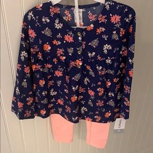 Carters Floral top w pink leggings
